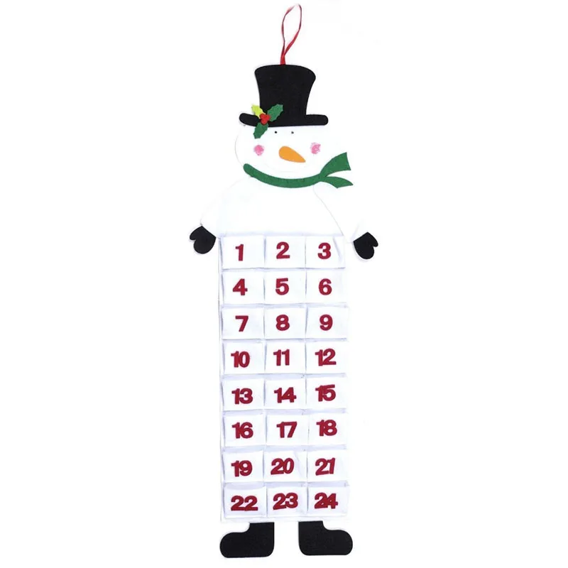 Войлочный Рождественский календарь с карманами Санта/олень/Снеговик домашний Настенный декор
