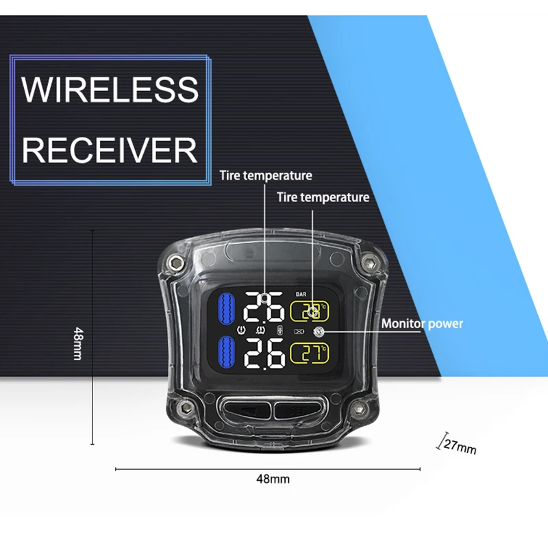 

Motorcycle Tire Pressure Monitoring System TPMS with 2 Sensor for Motor Bike YAN88