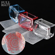 1 ensemble Rectangle gelée Silicone ongle Stamper grattoir clair rouge bleu Nail Art modèle pour impression Image manucure Too1 CH622-1(China)