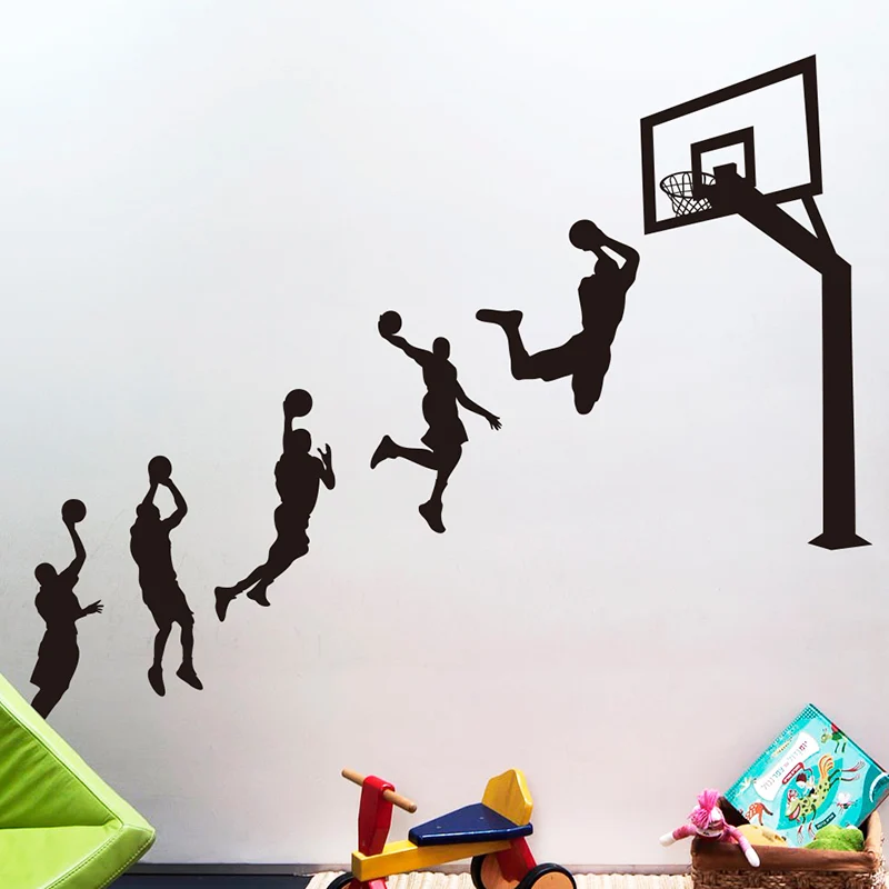 [SHIJUEHEZI] баскетболист настенные наклейки для детских комнат детская гимназия украшения DIY баскетбол стенд настенные наклейки