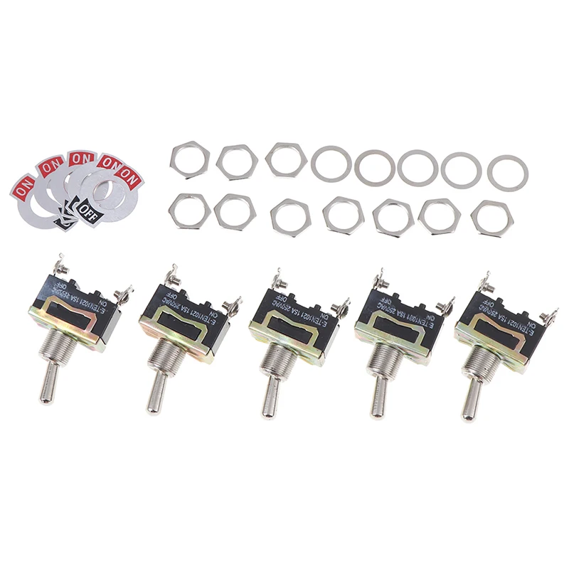 5 шт. 15A 250V SPST 2Pin Сверхмощный автомобиль Лодка вкл/выкл тумблер