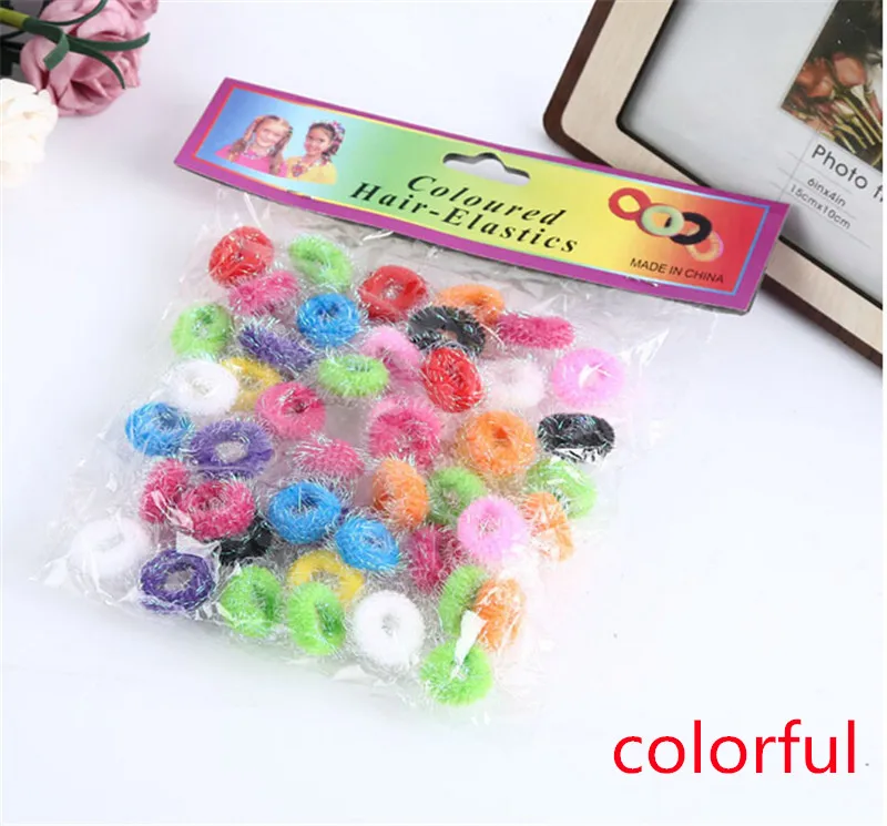 1bag Elastic Girls Small Circle Hair Band Headbands Gum Headbands Colorful Hair Accessory For Kids Hair Style Tool