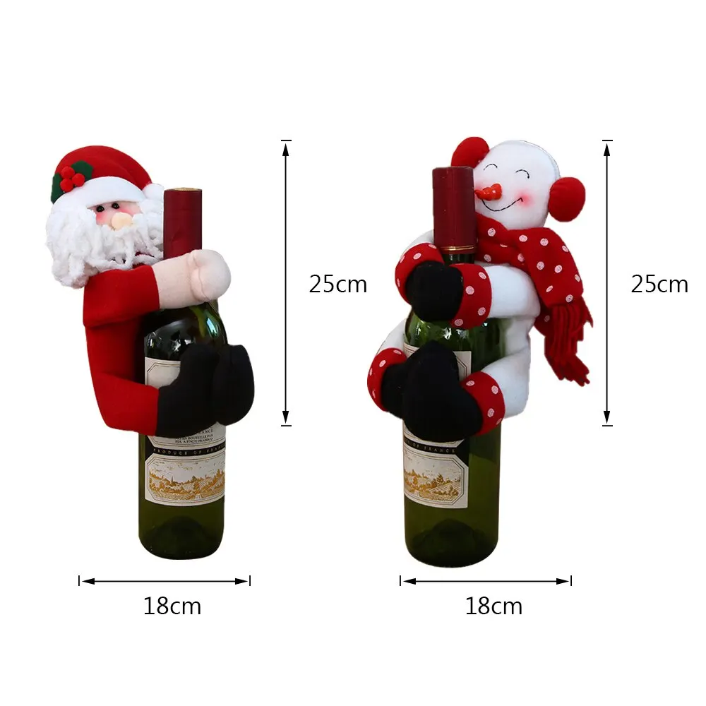 Новогодняя Рождественская крышка бутылки вина набор Рождественский Декор Санта Клаус Снеговик для бутылки крышка сумка ужин вечерние рождественские аксессуары - Цвет: 2PCS J