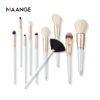 

MAANGE 10 Pcs Makeup Brushes Set For Cosmetic Foundation Powder Blush Eyeshadow Blending Make Up Brush Facial Beauty Tool Kits