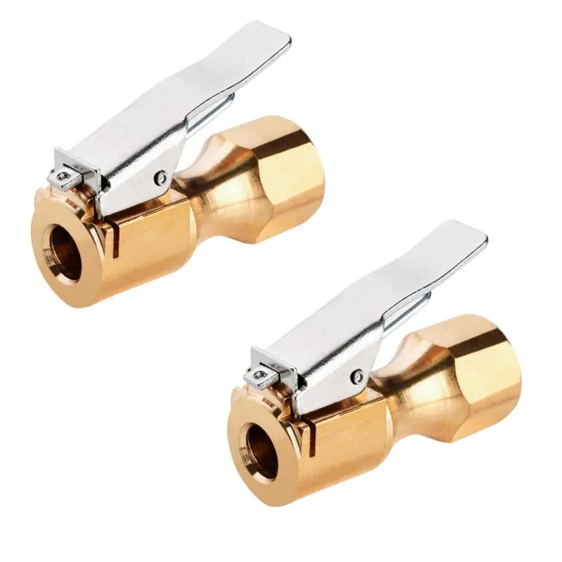 2Pcs/set Open Air Flow Straight Lock On Air Chuck with Clip for Tire
