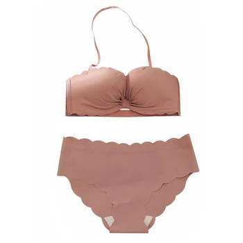 

Seamless Push Up Brassiere Panties Set For Women Underwear Bra Sets Sexy Bra Solid Lingerie Wire Free Bra Brief Sets