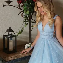 Сверкающие платья для выпускного вечера Длинные синие вечерние Maxys vestidos de gala белое платье для выпускного вечера с v-образным вырезом Тюлевое розовое вечернее платье с бисером