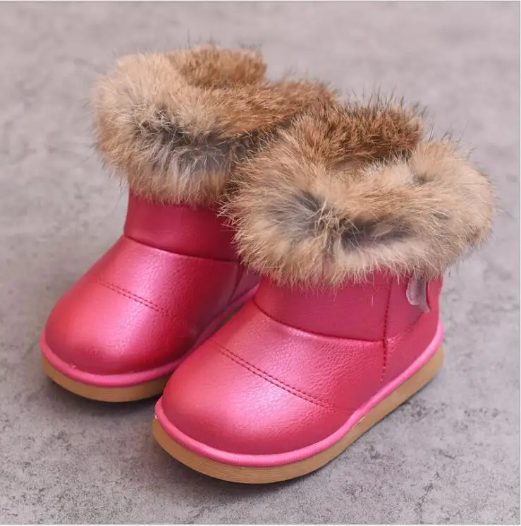 Детские ботинки детские резиновые сапоги зимние Детские утепленные плюшевые зимние сапоги детские теплые кожаные короткие детские белые ботинки - Цвет: Picture color