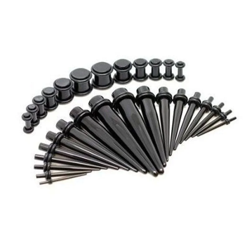 Новинка 18 шт/2 шт Набор для пирсинга черных ушей 00 г-14 г Tapers Plug Tunnel XIN