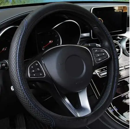 Автомобильный чехол на руль для Renault Latitude Laguna Frendzy DeZir Safrane ZE Megane Kadjar R-Space Z17 Vel - Color Name: black-blue
