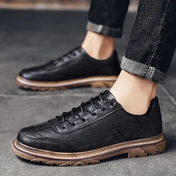 

Genuine Leather Men Casual Flats Waterproof Dress Oxford Man Shoes Lace Up for Work Male Business Leather Shoes for Men *H1909