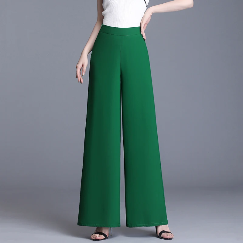 Plus Size Women Summer Wide Leg Long Trousers Casual Vintage Loose Chiffon High Waist Pants Women Office Lady Wide Leg Pants Plus Size Women Summer Wide Leg Long Trousers Casual Vintage Loose Chiffon High Waist Pants Women Office Lady Wide Leg Pants