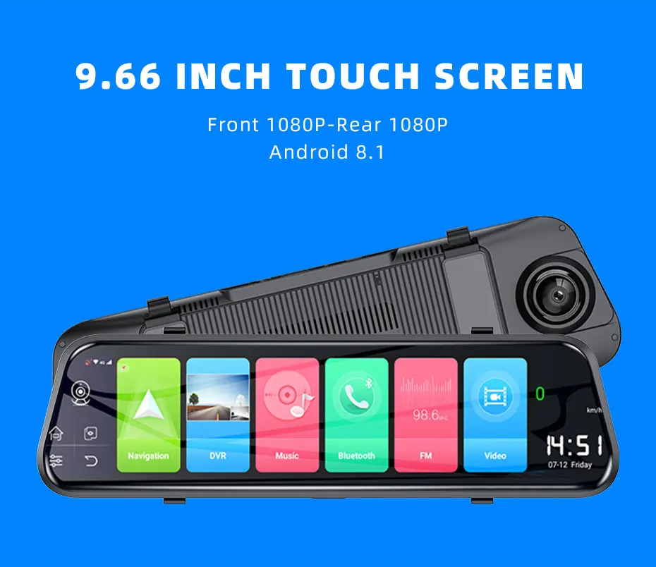 Anstar 9,6" 4G Автомобильный видеорегистратор Android 8,1 зеркало заднего вида 1080P видео рекордер Wifi ADAS gps авто регистратор видеорегистратор