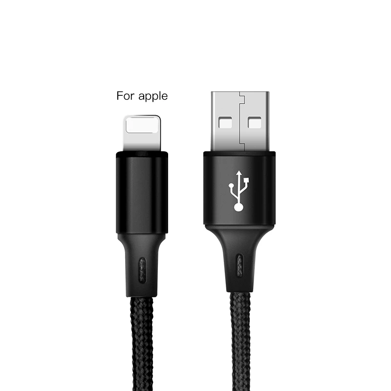 Black For Apple IONCT 3A USB кабель для передачи данных нейлоновая Быстрая зарядка для айфона 6 7 8 11 X XS XR iPad мини кабель шнур для зарядки телефона зарядное устройство 0,25 м 1 м 2 м Шнур провода - Цвет: Black For Apple