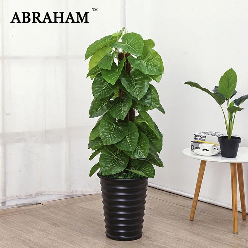 

100cm Tropical Monstera Big Artificial Tree Large Fake Plant Plastic Palm Tree Plastic Turtle Leaves For Home Party Office Decor