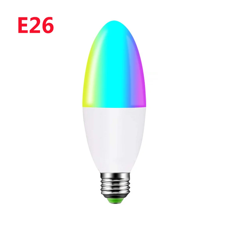 E26 Новая свеча лампа 6 Вт E14 E27 B22 E26 светодиодный светильник RGB красочный светильник для люстры Светодиодный точечный светильник для дома светодиодный светильник ing для Alexa/Google - Комплект: E26