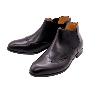 

Unique Design Kids Genuine Leather Ankle Boots Wingtip Plain Toe Children School Party Outdoor Wedding Dress Shoes Top Quality