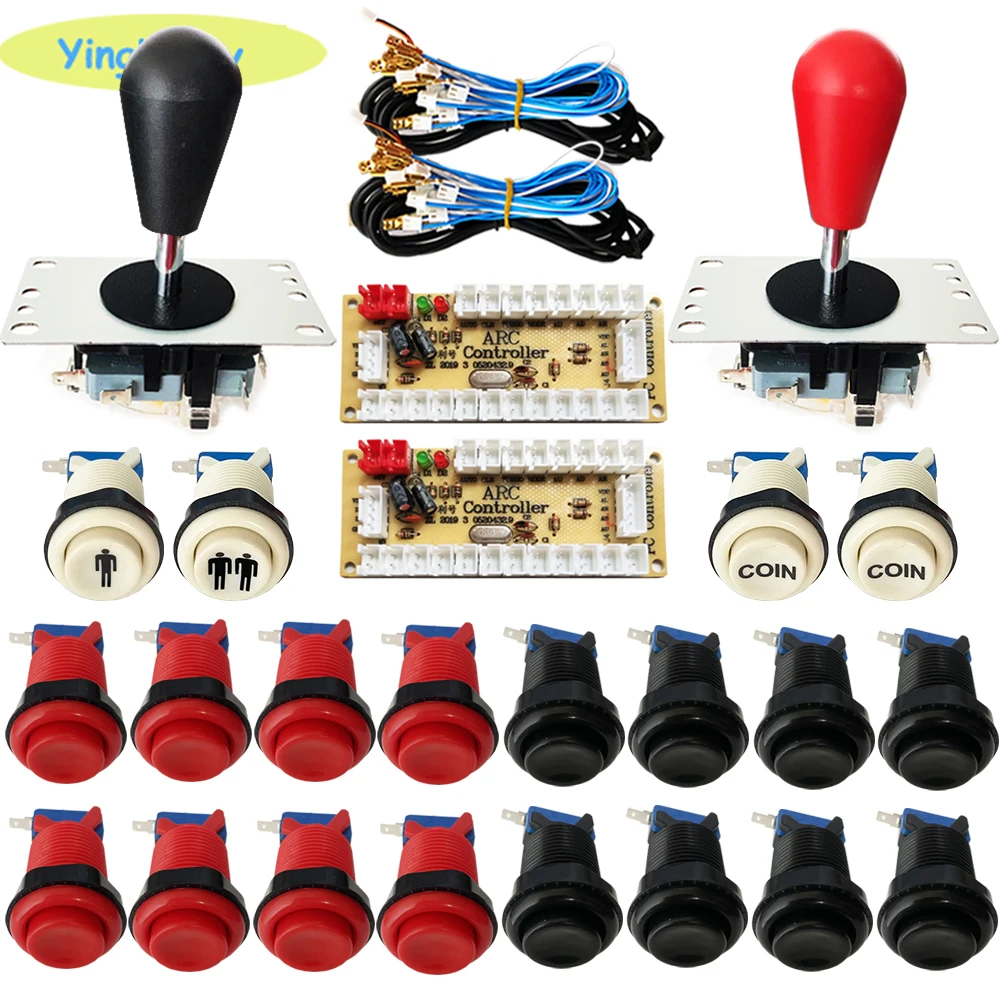 2 player arcade joystick kit zero delay mando usb encoder happ type button to PC Raspberry PI