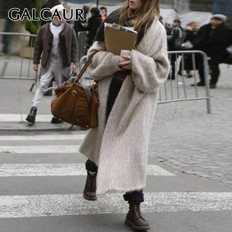 GALCAUR Knitted Sweaters For Women Batwing Long Sleeve Loose Cardigan Warm Thick Sweater Female 2020 Autumn Fashion Clothing New |