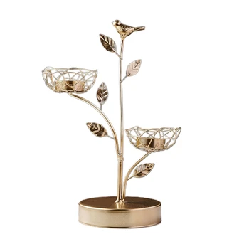 

Wrought Iron Golden Bird Aroma Candle Holder Hand Forged Romantic Decoration for Home Dining Room Display
