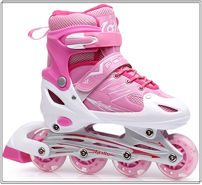 Новинка встроенные Детские скольжение слалом лед обувь для скейтборда Регулируемые моющиеся светящиеся колеса Patines для старших подростков - Цвет: Pink S EUR 30-33