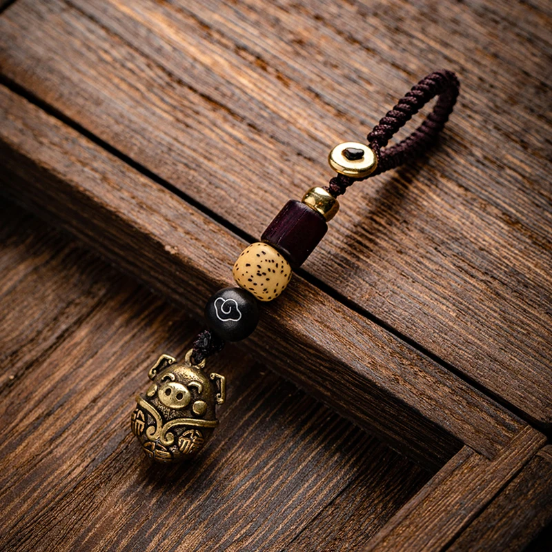 brass pig bell rope keychain (11)