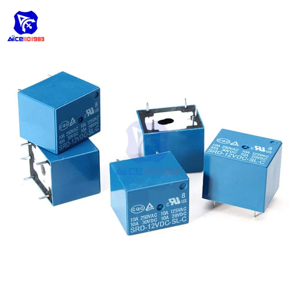 

5PCS/Lot 12V DC Relay Module SRD-12VDC-SL-C SRD12VDCSLC PCB Board 5 Pin for Arduino Household Appliance