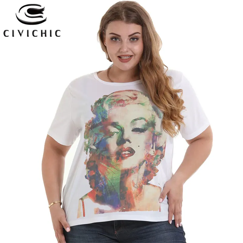 

Chic Summer T Shirt Women Sexy Marilyn Monroe Printing Tshirt Men Short Sleeves Tops O Neck Blouse Plus Size Graphic Tees WST112