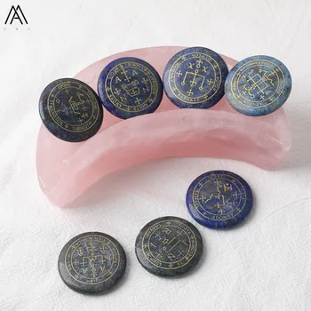 

7Pcs/Lot Natural Lapis Lazuli Stone Round Beads Paved Gold Divination Runes Healing Jewelry Yoga Chakra Divination Beads Jewelry