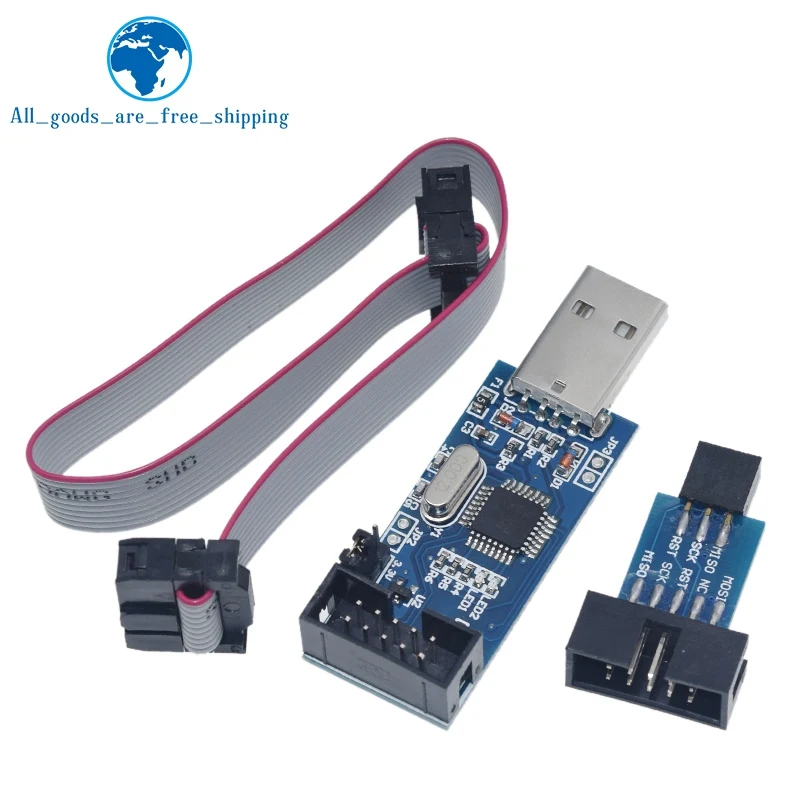 1 комплект USBASP USBISP AVR программист USB ATMEGA8 ATMEGA128 ATtiny/CAN/PWM 10Pin провод модуль DIY + до 6 Pin