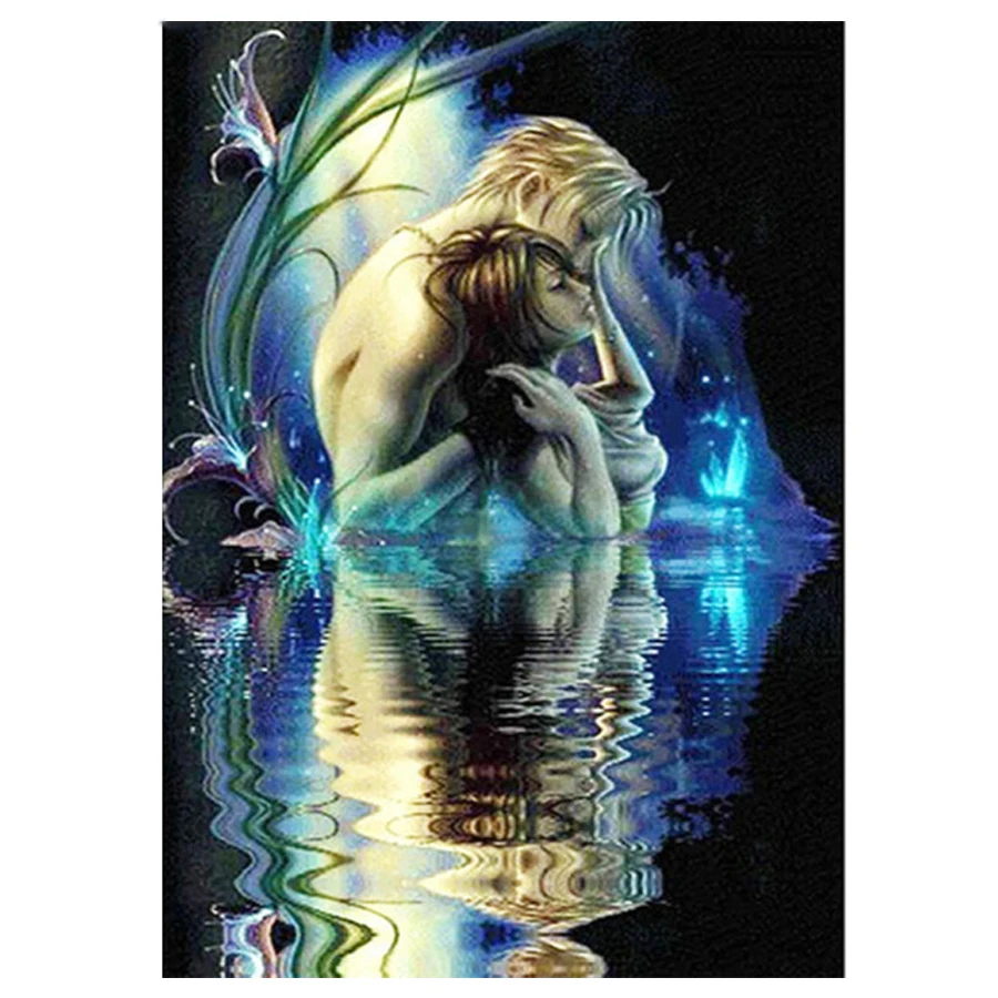 Full square round drill 5D DIY diamond painting Mermaid Couple, scenery, abstract embroidery beaded cross stitch home decor