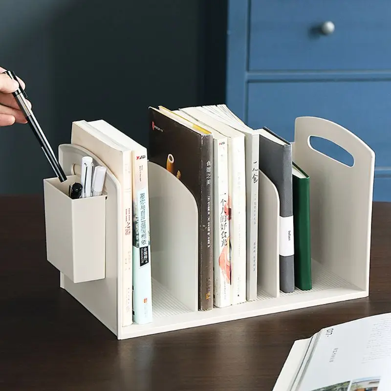 

Desktop Bookends Support Organizer Stand Holder Shelf Bookrack with Pen Holder