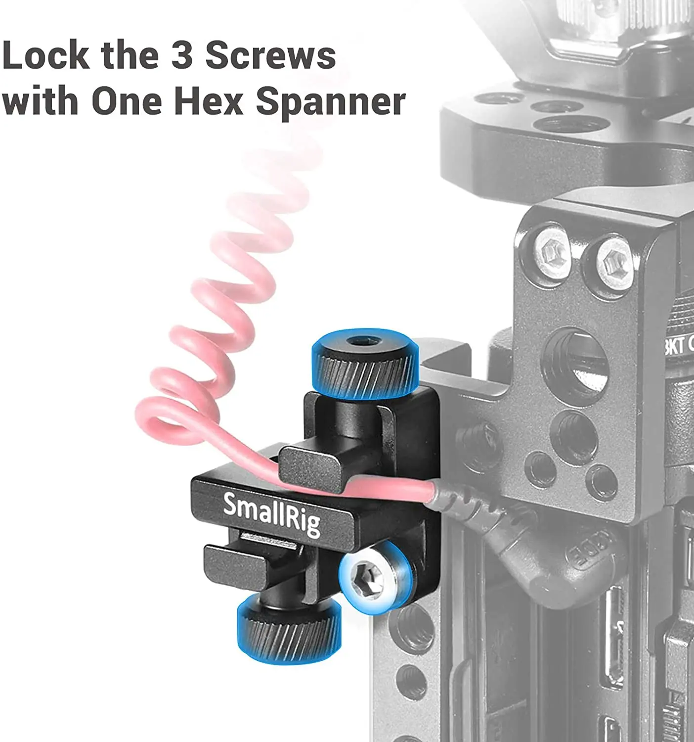 SmallRig 범용 케이블 클램프, DSLR 카메라 및 모니터 케이지에 장착하기 위한 케이블 직경 2-7mm, 1/4 인치-20 나사, 2333