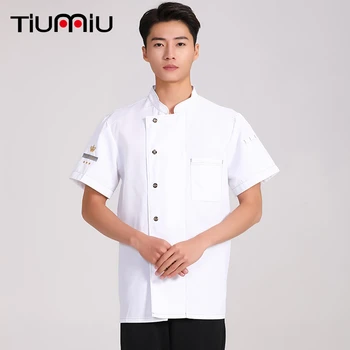 

2020 Men Women Hotel Kitchen Restaurant Uniform Shirt Chef Jacket Short Sleeve Adult Chef Sushi Uniform Unisex Cook Clothes