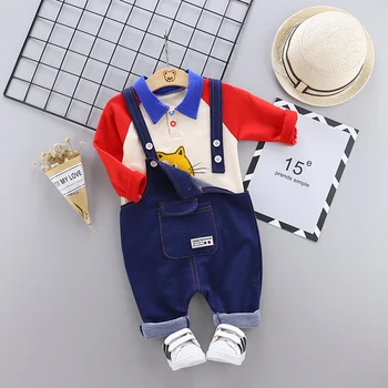 

Children Clothing 2019 Autumn Winter Toddler Boy Clothes Cartoon Shirt+Bib Pant Outfit Kids Clothes Suit For Boys Clothing Set