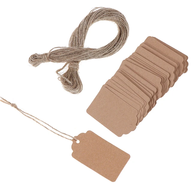 100Pcs/Lot Blank Kraft Jewelry Price Label With String 20m Kraft Paper  String Price Tags Gift Cards - AliExpress