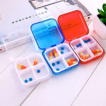 

5 pieces of portable pill box storage box portable mini color 4 grid small pill box jewelry dispensing box medicine box