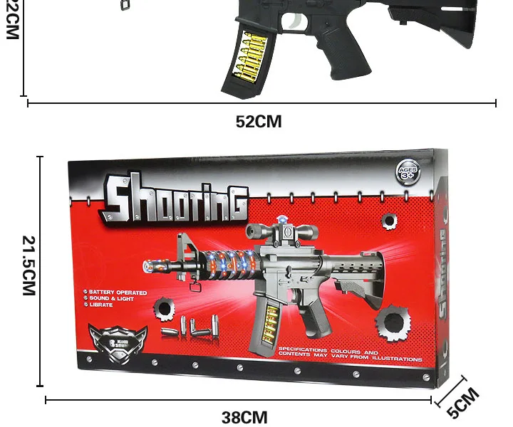 Детский игрушечный пистолет, звук и светильник, Музыкальный Электрический пистолет-пулемет, пистолет M4 на день рождения для маленьких мальчиков 2-3-6 лет
