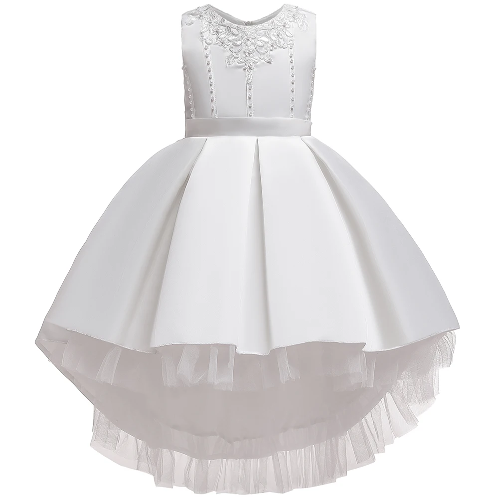 Новые летние детские платья для девочек; элегантное платье принцессы; детское вечернее платье с цветочным узором для девочек; детское свадебное платье для девочек - Цвет: white