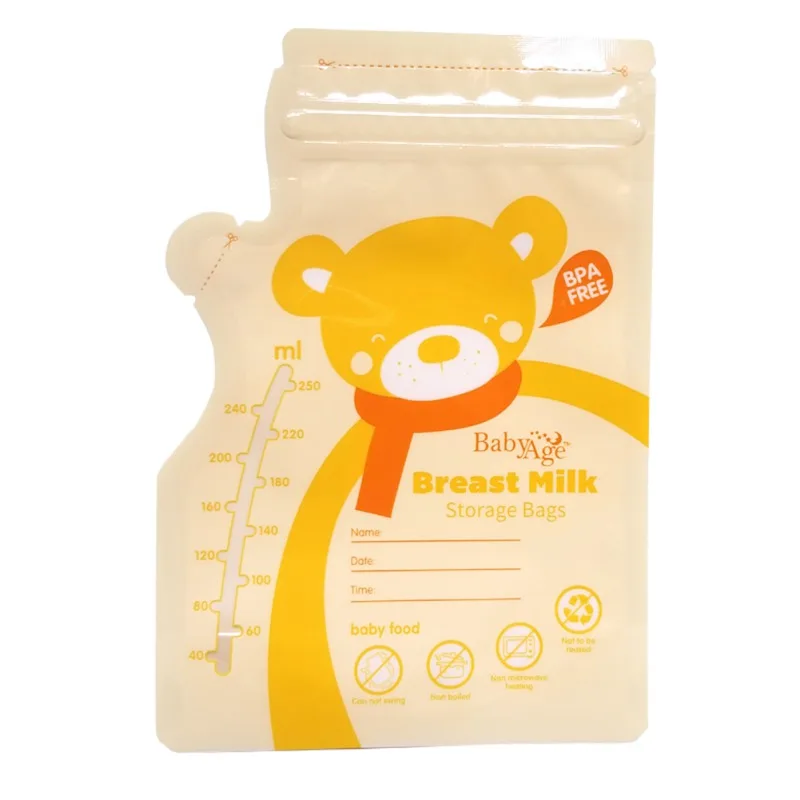 30 шт./упак. 250 мл 4 цвета контейнер для детского питания хранение грудного молока сумки высокого качества BPA твердая Кормление детские жидкие пищевые сумки - Цвет: Yellow  1 Pcs