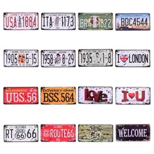 Креативный США табличка оловянные знаки для гаража 66 номер автомобиля винтажная металлическая живопись табличка номерной знак Route Bar Club Wall 16*30 см C8