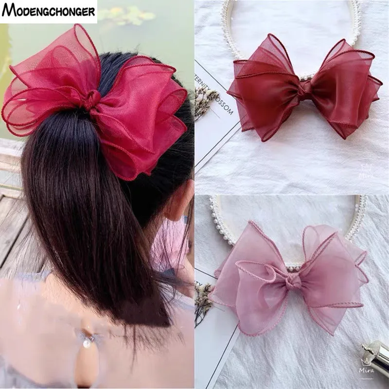 Fashion Four Layers Yarn Barrettes Bow Sequin Love Hair Clips Princess Hairgrip Side Clip Fairy Girl Sweet Lace Accessories |