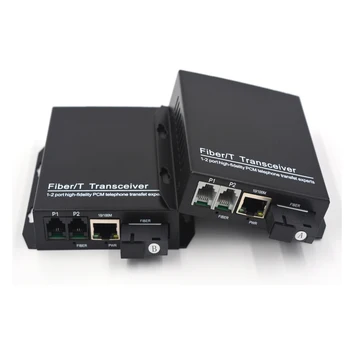

2 Channels Voice Telephone over Fiber Optic Converter up to 20Km, SC with 10/100Mbps Ethernet