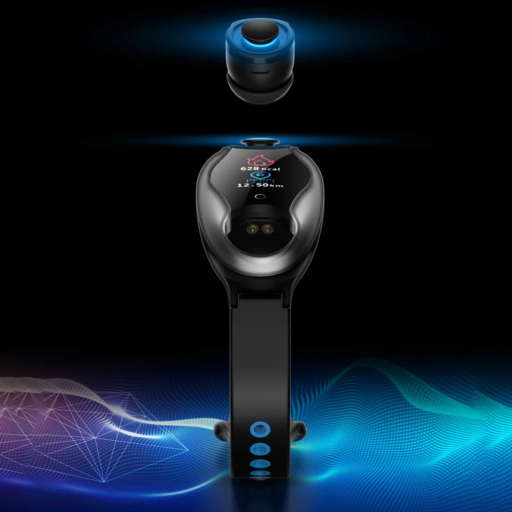 T90 2-в-1 Bluetooth наушники со светодиодными огнями 5,0 Беспроводной наушники Фитнес смарт-браслет Давление монитор сердечного ритма Смарт часы