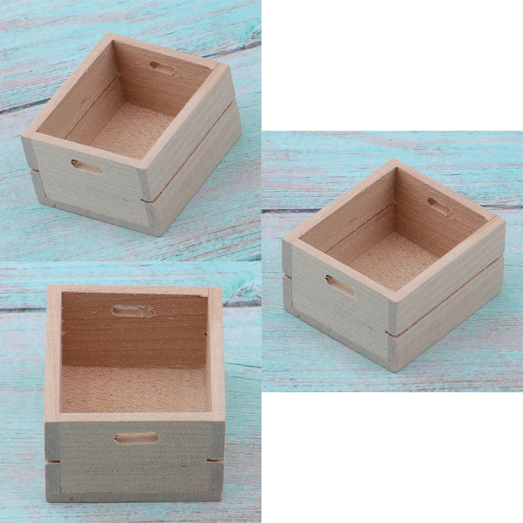 3pieces 1/12 Dolls House Miniature Carpenter Wooden Vegetable Storage Box 3pieces 1/12 Dolls House Miniature Carpenter Wooden Vegetable Storage Box
