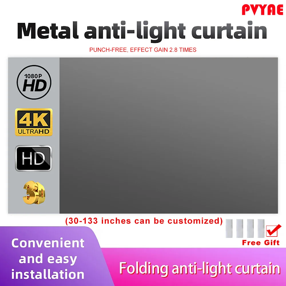 HighBrightnessReflectiveProjectorScreen60100130Inch169FabricClothProjectionScreen