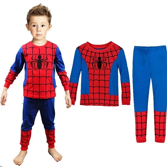 От 8 до 12 лет пижамы ребенок человек-паук детские пижамы Халк Ironman Woddy пижамы супергероя Pijamas infantil пижамы для мальчиков - Цвет: Spiderman
