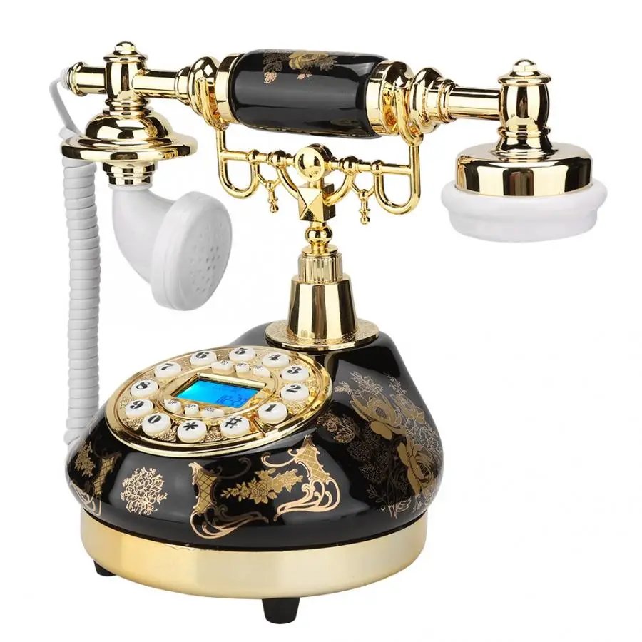 MS-9107 керамический черный золотой цветочный узор антикварный телефон домашний декор Настольный телефон