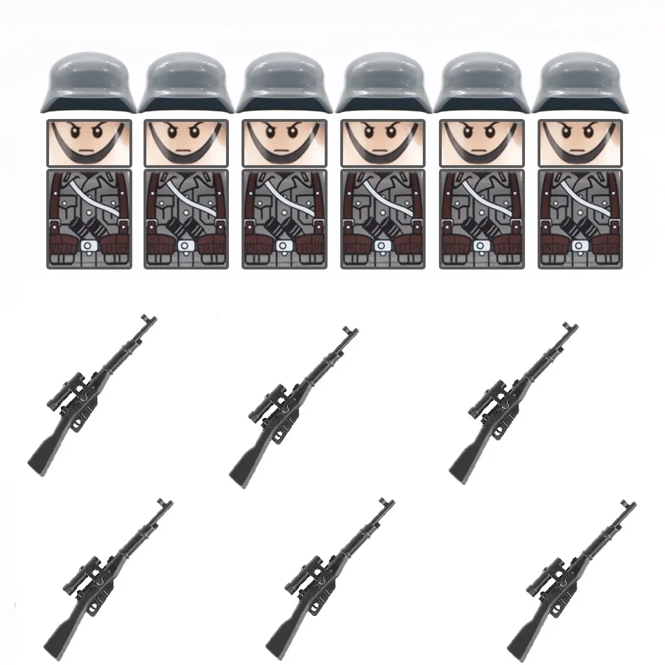 WW2-German-Soldier-Figure-Building-Blocks-M35-Helmet-Weapon-98K-Gun-SWAT-City-Police-Compatible-Military - 副本