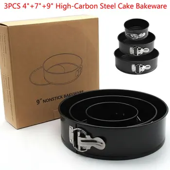 

3Pcs 4/7/9" Non-Stick Cake Tier Mold Baking Pan Tray Spring Form Round Bakeware Tin Tray Baking Mold